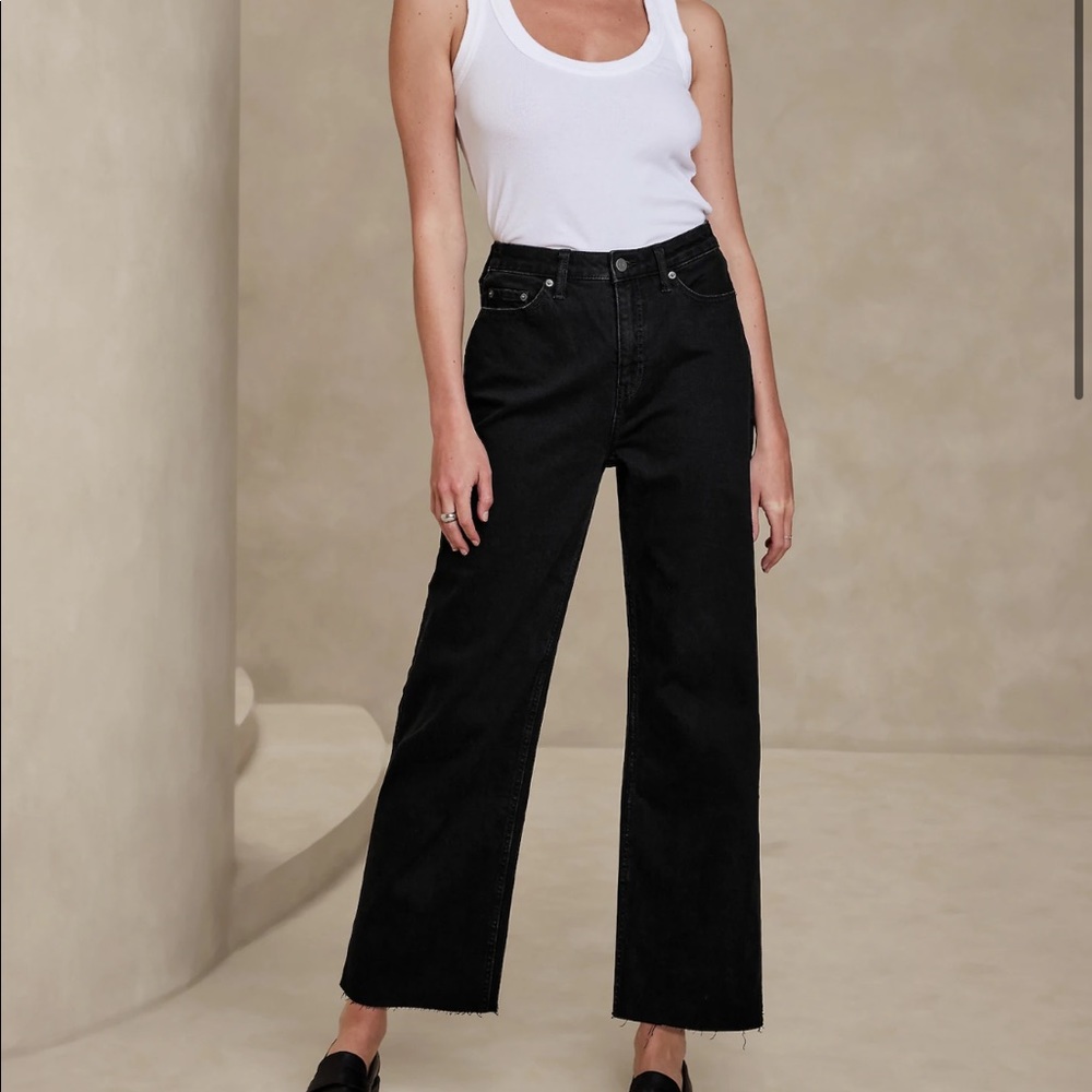 Stretchy flare true black jeans